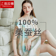 上海故事真絲睡衣女6A級(jí)100%桑蠶絲睡裙絲綢家居服可外穿娃娃衫生日禮物 [推薦]水粉花卉 L 【105-130斤】