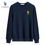 U.S. POLO ASSN.衛(wèi)衣男保羅情侶秋冬休閑長袖T恤男純色圓領(lǐng)寬松男士上衣藏青4XL