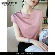 薩拉維夫粉色T恤新款女裝氣質(zhì)小眾法式無袖上衣女夏季 粉紅色 L
