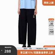 幻走（MOVEUP）2025夏季新款.FUN系列純棉丈根腰頭織嘜休閑直筒褲女 黑色 L