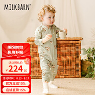 Milkbarn春秋嬰兒長(zhǎng)袖連體衣服男寶春秋純棉童裝女寶哈衣爬服 深秋蝸牛 80cm (12-18月-參考身高73-80cm)