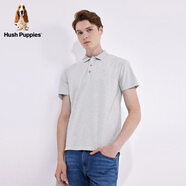 暇步士（Hush Puppies）【環(huán)保植物染】暇步士男裝夏短袖Polo衫吸濕透氣色通勤短袖T恤 028淺灰2 S