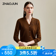 兆君2024秋冬高端純色山羊絨衫女V領(lǐng)長(zhǎng)袖粉色溫柔風(fēng)針織毛衣 焦糖色 2XL