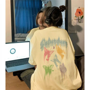 文頗100%純棉2024新款240g重磅短袖t恤男女簡(jiǎn)約美系寬松百搭ins情侶裝 180克-蛋黃 S