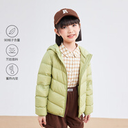 笛莎（DEESHA）女童2023秋短款三防輕薄羽絨服外套B32346801 卡其綠 150