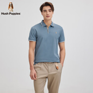 暇步士（Hush Puppies）【舒彈柔滑】暇步士短袖T恤男士夏季商務(wù)休閑透氣短袖POLO衫多色 065中藍(lán)3 S
