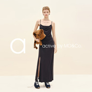 MO＆Co.edition【active系列】MOCO吊帶裙2025秋新品捏褶蕩領(lǐng)連衣裙 黑色 S 160
