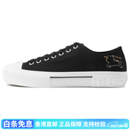 博柏利（BURBERRY）圓頭系帶低幫板鞋男款黑白七夕情人節(jié)禮物 有原裝鞋盒 40