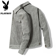 花花公子（PLAYBOY）夾克男外套男士秋冬季上衣服外衣中青年商務(wù)時尚春秋翻領(lǐng) 灰色 常規(guī) 2XL （145斤-160斤）