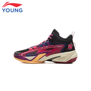 李寧童鞋兒童籃球鞋男童2025新品先鋒力防滑耐磨透氣專(zhuān)業(yè)比賽籃球鞋 黑色/胭紫紅/圖藍色52-9 33