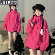 JEEP SPIRIT2025新款春秋三合一沖鋒衣女戶外防風(fēng)防水小個(gè)子玫紅色登山服外套 26188【男女同款】玫紅色【三合 S