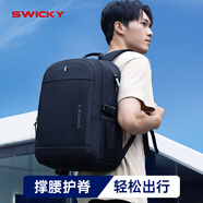 SWICKY瑞士雙肩包男士電腦包2025商務(wù)休閑旅行大容量背包高中大學(xué)生書包 黑色大號【60%的人選擇】