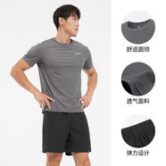 駱駝運(yùn)動(dòng)套裝男2025春夏季短褲短袖兩件套快干T恤健身跑步運(yùn)動(dòng)服 淺花灰/黑色男款C1S2Y6665 XXXL