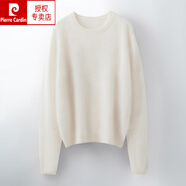 皮爾卡丹（pierre cardin）2025秋冬新款圓領(lǐng)加厚100%羊毛拉絨羊毛衫女寬松套頭針織毛衣慵懶 珍珠白 M