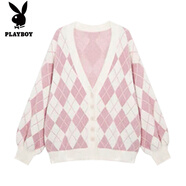 花花公子（PLAYBOY）新品茶系穿搭一整套深秋冬裝2025微胖時(shí)尚氣質(zhì)韓劇小香風(fēng)套裝連衣 格子毛衣【秋裝2023年新款_溫柔 M _【90-100斤】