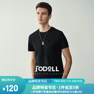 JODOLL喬頓【萊賽爾纖維】短袖T恤夏季潮流休閑logo壓印圓領(lǐng)半袖t恤男 黑色 M 48