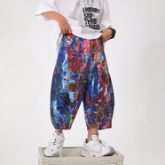 寶貝亨亨;BABY HH男童夏季多巴胺涂鴉七分休閑短褲2025新款兒童男 深藍色 120 cm