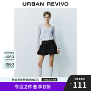 UR2025春季新款女裝休閑V領(lǐng)系帶超短款針織開(kāi)衫UYY950022 淺紫藍(lán) M