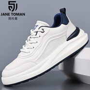 簡托曼（Jane ToMan）板鞋男2025新款春夏季潮流百搭透氣小白鞋防滑耐磨運(yùn)動(dòng)休閑鞋男 白色 38