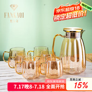 梵卡奇（FANKAQI）涼水壺套裝客廳耐高溫大容量玻璃冷水壺涼水杯冰水壺創(chuàng  )意高顏值 琥珀南瓜壺2L+南瓜杯 350ml 6只