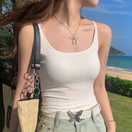 簡豐姿吊帶背心女帶胸墊可外穿美背打底背心辣妹上衣純欲風(fēng)無袖內(nèi)搭海邊 背后鏤空交叉吊帶【白色】 均碼 【建議120斤以內(nèi)】
