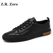 Z.R.Zoro輕奢品牌男鞋2025秋季新款真皮板鞋男時尚休閑鞋男高檔小白鞋男潮 黑色 38 皮鞋碼數(shù)現(xiàn)貨
