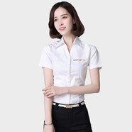 歌司朗21世紀不動產(chǎn)工裝襯衫工作服男女21新標襯衣職業(yè)正裝工作服繡標 女白色短袖--新標C21（V領） XS 男37_