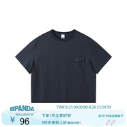 熊貓·本（ben.panda）25SS短袖男工字口袋T恤印花圓領(lǐng)美式百搭簡(jiǎn)約情侶上衣 藏青色 L