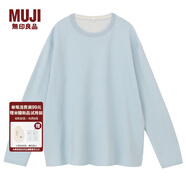 無(wú)印良品 MUJI 女式 棉混雙面圓領(lǐng)毛衣 淺藍色 S
