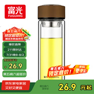 富光男女士雙層玻璃杯 高硼硅玻璃304茶隔水杯子 帶茶隔泡茶杯320ml
