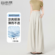 自由系早秋西裝闊腿褲女2025夏季薄款高腰垂感寬松慵懶風(fēng)直筒休閑拖地褲
