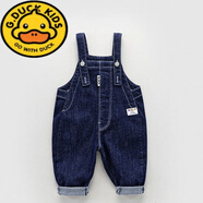 G.DUCKKIDS寶寶牛仔背帶褲小童褲子?jì)雰赫ń帜袑毰Ｗ醒澋鯉а潈和蹦型b 深藍(lán)色 90cm