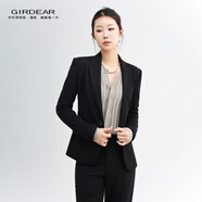 哥弟（GIRDEAR） 女裝百搭正裝通勤修身長(cháng)袖一?？勐殬I(yè)西裝外套春日穿搭1400757 黑色 2XL (6碼(130-140斤)