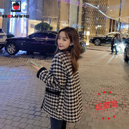 AEMAPE外套女2025新款春秋季小香風千鳥格外套女韓版寬松 黑色夾棉  2XL _150斤以內(nèi)