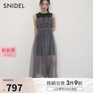 SNIDEL秋冬甜美圓領(lǐng)無袖吊帶薄紗連衣裙兩件套SWCO244056 黑色 S （0）