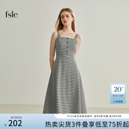 FANSILANEN范思藍恩22FS2124法式格子吊帶連衣裙女夏季長款甜美氣質(zhì)顯瘦裙子 吊帶黑白格 M