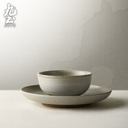 九土 手工粗陶餐具套裝復古風(fēng)碗和風(fēng)陶盤(pán)碟子碗盤(pán)家用日式粗陶食器 復古白擺臺套裝【米飯碗+淺盤(pán)小】