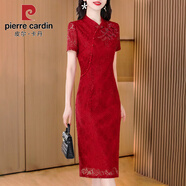 皮爾卡丹高端喜婆婆時(shí)尚氣質(zhì)紅色蕾絲旗袍連衣裙2025夏新款顯瘦減齡禮服裙 紅色女神范氣質(zhì)洋氣時(shí)髦女裝媽媽 2XL (建議110-120斤)