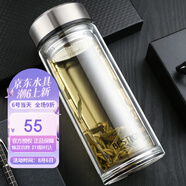富光拾喜雙層玻璃杯男女商務(wù)防燙茶杯商務(wù)車載大容量辦公杯子800ml本色
