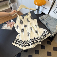 花花公子（PLAYBOY）波西米亞風(fēng)掛脖子吊帶背心女夏季外穿民族風(fēng)刺繡抽褶無(wú)袖絕美上衣 白色 S