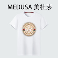 美杜莎美杜莎MEDUSA男裝T恤男夏季新款燙鉆刺繡男士圓領(lǐng)休閑短袖運動(dòng)體 白色 * M