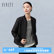 菲妮迪（FINITY）品牌短外套春秋季新款簡(jiǎn)約卡其色短款通勤氣質(zhì)夾克上衣 黑色 L