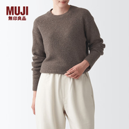 無印良品 MUJI 女式 含牦牛絨駱駝絨圓領(lǐng)毛衣 長袖針織衫秋 冬季 深咖啡棕色 M -L(165/88A)
