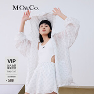 MO&Co.夏運動連帽外套老花寬松休閑夾克外套女薄款短款摩安珂 漂白色-第2批 S 160
