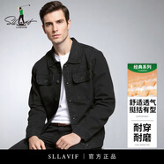 薩拉維夫（SLLAVIF）牛仔夾克男士2025秋冬新款基礎(chǔ)款男士外套男牛仔衣街頭時(shí)髦上衣男 黑色 M