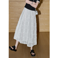 庫恩瑪維（KUHNMARVIN）【棉100】刺繡花朵半身裙女2025早秋新款一眼初戀小白裙K38328 白色 S
