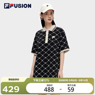 FILA FUSION斐樂官方潮牌女子連衣裙夏時尚寬松POLO領連身裙