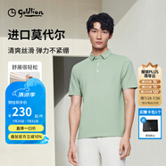金利來【蘭精莫代爾/彈力】春夏新款短袖polo衫男商務(wù)休閑珠地翻領(lǐng)T恤 ETSG07935022-淺綠-14 L 175/92A 推薦130-140斤