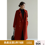 獨(dú)束大碼女裝復(fù)古英倫風(fēng)雙面呢大衣女冬裝新款羊毛大衣正肩呢子外套 磚紅色 3XL (尺碼：5)