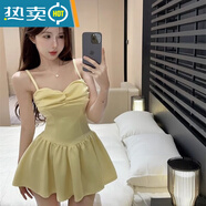 山頭林村連衣裙夏天女2025年新款大學(xué)生吊帶裙辣妹吊帶連衣裙女夏季露背褶 8943-念絲布料 M